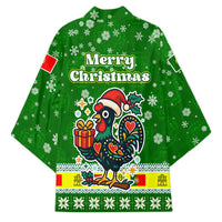 Portugal Christmas Kimono with Green Galo de Barcelos Rooster Santa Hat and Gift - Wonder Print Shop