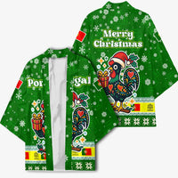 Portugal Christmas Kimono with Green Galo de Barcelos Rooster Santa Hat and Gift - Wonder Print Shop