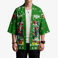 Portugal Christmas Kimono with Green Galo de Barcelos Rooster Santa Hat and Gift - Wonder Print Shop
