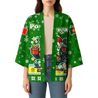 Portugal Christmas Kimono with Green Galo de Barcelos Rooster Santa Hat and Gift - Wonder Print Shop