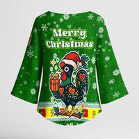 Portugal Christmas Kimono Sleeve Blouse with Green Galo de Barcelos Rooster Santa Hat and Gift - Wonder Print Shop
