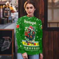 Portugal Christmas Ugly Christmas Sweater with Green Galo de Barcelos Rooster Santa Hat and Gift - Wonder Print Shop