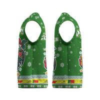 Portugal Christmas Knitted V-Neck Vest with Green Galo de Barcelos Rooster Santa Hat and Gift - Wonder Print Shop