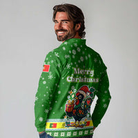 Portugal Christmas Long Sleeve Polo Shirt with Green Galo de Barcelos Rooster Santa Hat and Gift - Wonder Print Shop