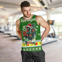 Portugal Christmas Men Tank Top with Green Galo de Barcelos Rooster Santa Hat and Gift - Wonder Print Shop