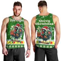Portugal Christmas Men Tank Top with Green Galo de Barcelos Rooster Santa Hat and Gift - Wonder Print Shop
