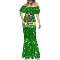 Portugal Christmas Mermaid Dress with Green Galo de Barcelos Rooster Santa Hat and Gift - Wonder Print Shop