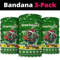 Portugal Christmas Neck Gaiter with Green Galo de Barcelos Rooster Santa Hat and Gift - Wonder Print Shop