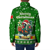 Portugal Christmas Padded Jacket with Green Galo de Barcelos Rooster Santa Hat and Gift - Wonder Print Shop