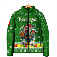 Portugal Christmas Padded Jacket with Green Galo de Barcelos Rooster Santa Hat and Gift - Wonder Print Shop