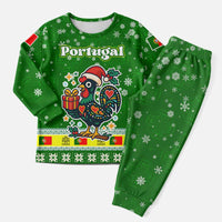 Portugal Christmas Pajama Set with Green Galo de Barcelos Rooster Santa Hat and Gift - Wonder Print Shop