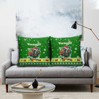 Portugal Christmas Pillow Cover with Green Galo de Barcelos Rooster Santa Hat and Gift - Wonder Print Shop
