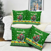 Portugal Christmas Pillow Cover with Green Galo de Barcelos Rooster Santa Hat and Gift - Wonder Print Shop