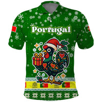 Portugal Christmas Polo Shirt with Green Galo de Barcelos Rooster Santa Hat and Gift - Wonder Print Shop