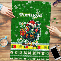Portugal Christmas Puzzle with Green Galo de Barcelos Rooster Santa Hat and Gift - Wonder Print Shop