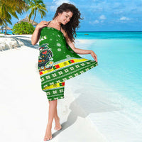 Portugal Christmas Sarong with Green Galo de Barcelos Rooster Santa Hat and Gift - Wonder Print Shop