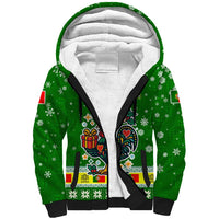 Portugal Christmas Sherpa Hoodie with Green Galo de Barcelos Rooster Santa Hat and Gift - Wonder Print Shop