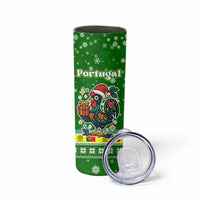 Portugal Christmas Skinny Tumbler with Green Galo de Barcelos Rooster Santa Hat and Gift - Wonder Print Shop