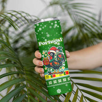 Portugal Christmas Skinny Tumbler with Green Galo de Barcelos Rooster Santa Hat and Gift - Wonder Print Shop