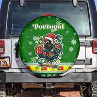 Portugal Christmas Spare Tire Cover with Green Galo de Barcelos Rooster Santa Hat and Gift - Wonder Print Shop