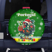 Portugal Christmas Spare Tire Cover with Green Galo de Barcelos Rooster Santa Hat and Gift - Wonder Print Shop