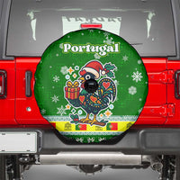 Portugal Christmas Spare Tire Cover with Green Galo de Barcelos Rooster Santa Hat and Gift - Wonder Print Shop