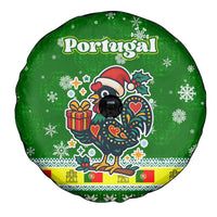 Portugal Christmas Spare Tire Cover with Green Galo de Barcelos Rooster Santa Hat and Gift - Wonder Print Shop