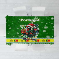 Portugal Christmas Tablecloth with Green Galo de Barcelos Rooster Santa Hat and Gift - Wonder Print Shop