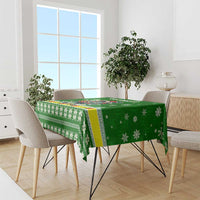 Portugal Christmas Tablecloth with Green Galo de Barcelos Rooster Santa Hat and Gift - Wonder Print Shop