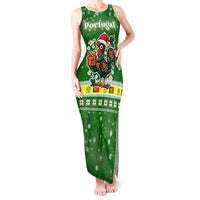Portugal Christmas Tank Maxi Dress with Green Galo de Barcelos Rooster Santa Hat and Gift - Wonder Print Shop