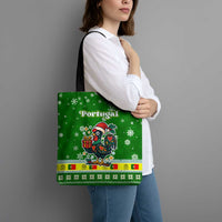Portugal Christmas Tote Bag with Green Galo de Barcelos Rooster Santa Hat and Gift - Wonder Print Shop