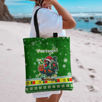 Portugal Christmas Tote Bag with Green Galo de Barcelos Rooster Santa Hat and Gift - Wonder Print Shop