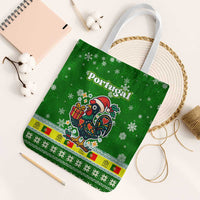 Portugal Christmas Tote Bag with Green Galo de Barcelos Rooster Santa Hat and Gift - Wonder Print Shop