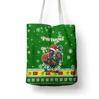Portugal Christmas Tote Bag with Green Galo de Barcelos Rooster Santa Hat and Gift - Wonder Print Shop