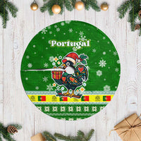 Portugal Christmas Tree Skirt with Green Galo de Barcelos Rooster Santa Hat and Gift - Wonder Print Shop