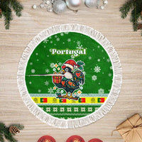Portugal Christmas Tree Skirt with Green Galo de Barcelos Rooster Santa Hat and Gift - Wonder Print Shop