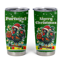 Portugal Christmas Tumbler Cup with Green Galo de Barcelos Rooster Santa Hat and Gift - Wonder Print Shop