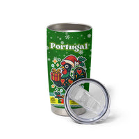 Portugal Christmas Tumbler Cup with Green Galo de Barcelos Rooster Santa Hat and Gift - Wonder Print Shop