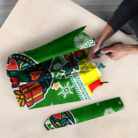 Portugal Christmas Umbrella with Green Galo de Barcelos Rooster Santa Hat and Gift - Wonder Print Shop