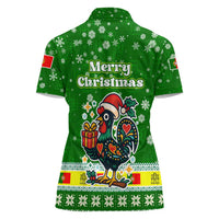 Portugal Christmas Women Polo Shirt with Green Galo de Barcelos Rooster Santa Hat and Gift - Wonder Print Shop