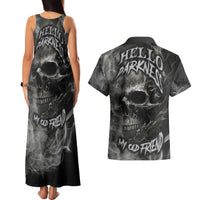 Hello Darkness My Old Friend Skull Couples Matching Tank Maxi Dress and Hawaiian Shirt - Wonder Print Shop