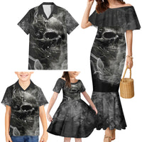 Hello Darkness My Old Friend Skull Family Matching Mermaid Dress and Hawaiian Shirt - Wonder Print Shop