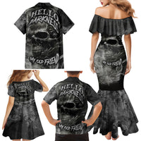 Hello Darkness My Old Friend Skull Family Matching Mermaid Dress and Hawaiian Shirt - Wonder Print Shop