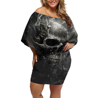 Hello Darkness My Old Friend Skull Family Matching Off Shoulder Short Dress and Hawaiian Shirt - Wonder Print Shop