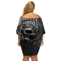 Hello Darkness My Old Friend Skull Family Matching Off Shoulder Short Dress and Hawaiian Shirt - Wonder Print Shop