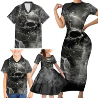 Hello Darkness My Old Friend Skull Family Matching Short Sleeve Bodycon Dress and Hawaiian Shirt - Wonder Print Shop