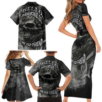 Hello Darkness My Old Friend Skull Family Matching Short Sleeve Bodycon Dress and Hawaiian Shirt - Wonder Print Shop