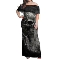 Hello Darkness My Old Friend Skull Off Shoulder Maxi Dress - Wonder Print Shop