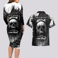 If I Stand Alone I Know I'm With Someone I Can Trust Skull Couples Matching Long Sleeve Bodycon Dress and Hawaiian Shirt - Wonder Print Shop