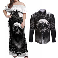 If I Stand Alone I Know I'm With Someone I Can Trust Skull Couples Matching Off Shoulder Maxi Dress and Long Sleeve Button Shirts - Wonder Print Shop